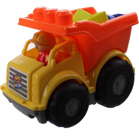 Jonotoys Vrachtwagen Met Bouwblokken 20 Cm Geel/oranje