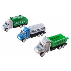 vrachtwagenset 12 cm blauw/groen 3 stuks