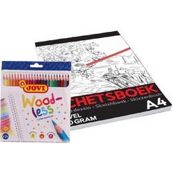 24-delige teken Jovi potloden set met A4 schetsboek 50 vellen - Cadeau voor verjaardagen