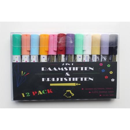 12 PASTEL Raamstiften - Porselein stiften - Glasstiften - Krijtstiften voor raam - Whiteboard stiften - Whiteboard Marker - Window marker - Krijtmarker