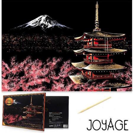 Scratch Art Volwassenen - 41 x 28 cm - Mount Fuji - Kras tekeningen volwassenen pakket - Scratch painting - Kraskaarten - Krasfolie voor volwassenen - Krastekening - Hobby en creatief volwassenen – Hobby materialen volwassenen