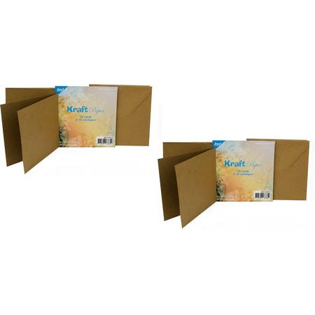 Joy!Crafts / Kraft Paper / Kaarten 13.5x13.5 cm met Enveloppen 14x14 cm / 2 pakjes in 1 Set