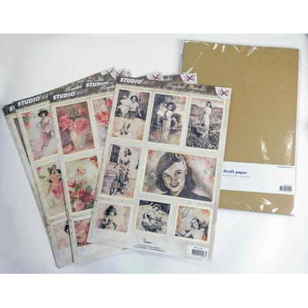 Joycrafts & studio light papierset: Vintage romantic 1000/0022