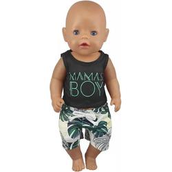Poppenkleertjes - Geschikt voor babypop zoals Baby Born - Shirt en broek - Mamas Boy - Kledingset voor jongen babypop