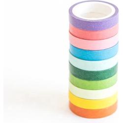   - 10 Verschillende rolletjes Washi Tape - Rainbow - Tape - Knutselen - Markeren - 10 stuks