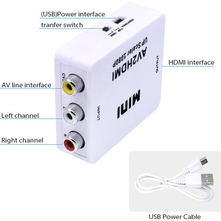 Tulp Naar HDMI Converter - AV / Composiet RCA To HDMI Audio Video Kabel Adapter Converter
