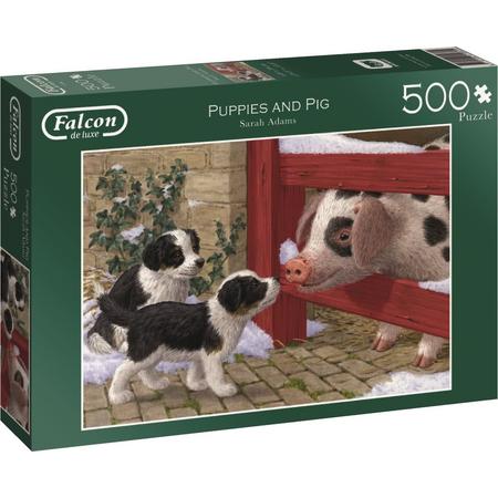 Falcon Puppies and Pig - Legpuzzel - 500 Stukjes