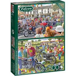 Falcon puzzel The Motorcycle Show - Legpuzzel - 2 x 500 stukjes