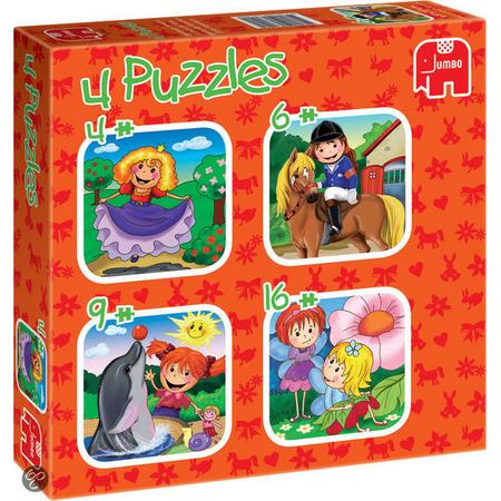 Jumbo 4 in 1 Puzzel: Spelende Meisjes - 16 stukjes