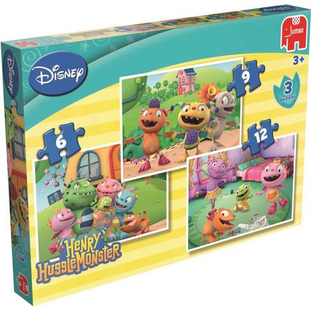 Jumbo Disney Henry Huggle Monster - 3in1 Puzzel - 6,9 en 12 stukjes