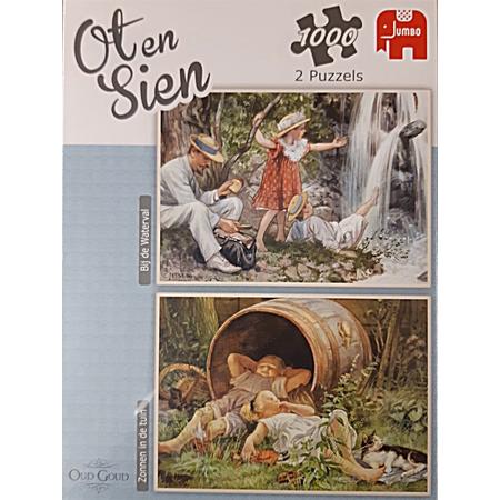 Puzzel Ot & Sien - 2 stuks van 1000 stukjes - de waterval & Zonnen in de tuin