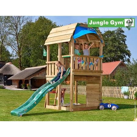 Jungle Barn - Houten Kinderspeeltoestel - Met Glijbaan - Geel