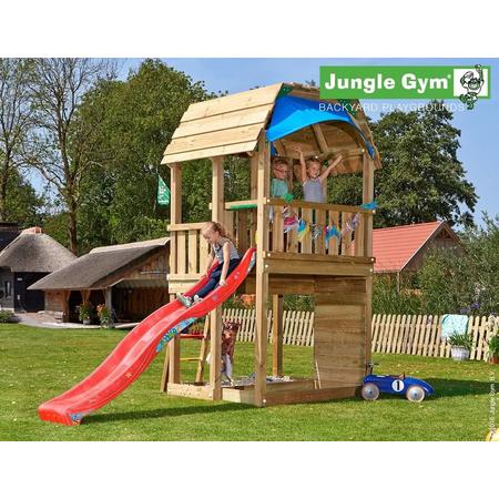 Jungle Barn - Houten Kinderspeeltoestel - Met Glijbaan - Rood