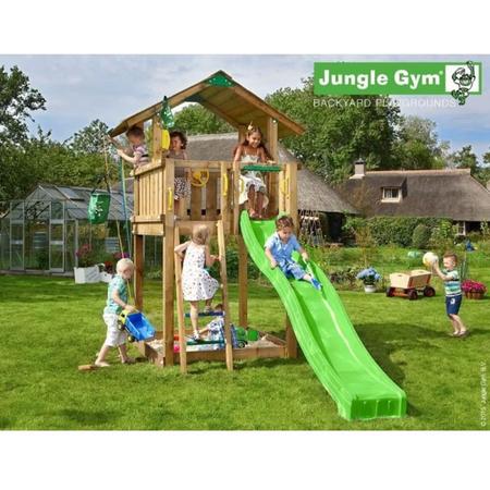Jungle Gym Speeltoren met Glijbaan (lichtgroen) Chalet