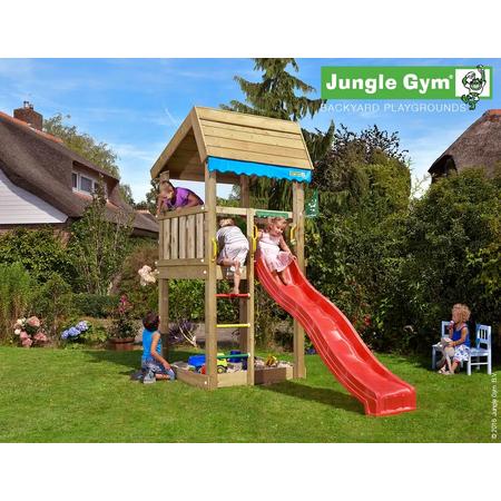 Jungle Home - Houten Speeltoren - Met Glijbaan - Donkergroen