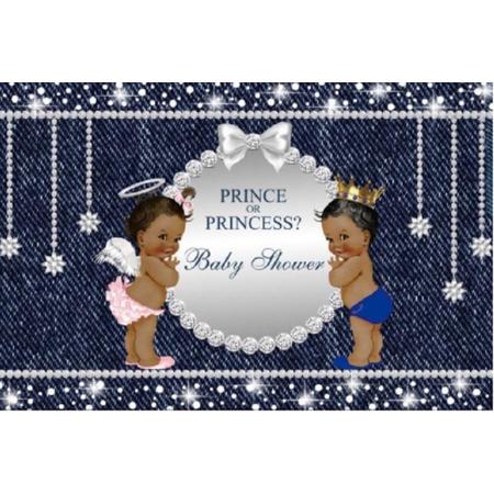 Geboorte - Versiering - Babyshower - Gender Reveal - Geslacht onthulling - Raam - Poster - Wanddoek - Banner van Polyester - 120cm (b) x 80cm (h) - Prince or Princess -