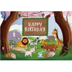 Verjaardag - Versiering - Wanddoek - Banner van Polyester - 120cm (b) x 80cm (h) - Kind / Volwassenen - Jungle