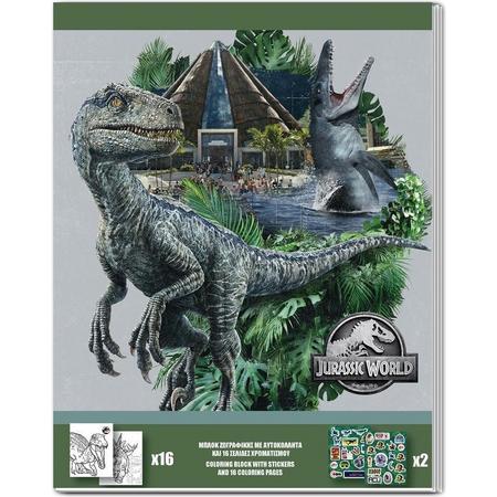 Jurassic World Sticker- En Kleurboek 25 Cm Papier Grijs/groen
