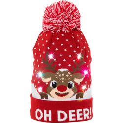 JAP Kerstmuts met lichtjes - Beanie met kerst verlichting - Rudolf - Oh deer