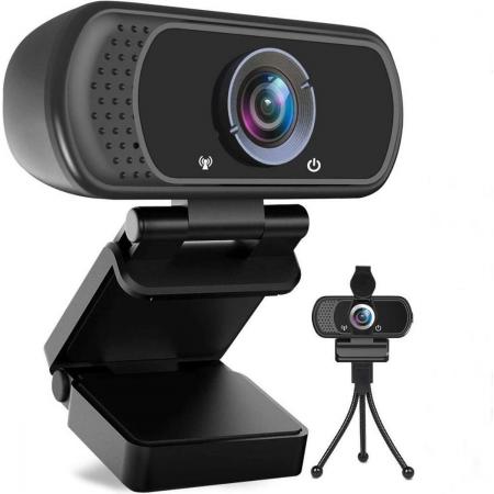 K&L® FULL HD WEBCAM 1080p - GRATIS PRIVACY SLUITER - QUAD HD - AUTOFOCUS met Microfoon - Webcam voor PC - Noise Cancelling - Geschikt voor Windows en Apple