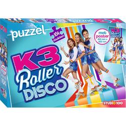 Puzzel K3 rollerdisco met poster: 104 stukjes
