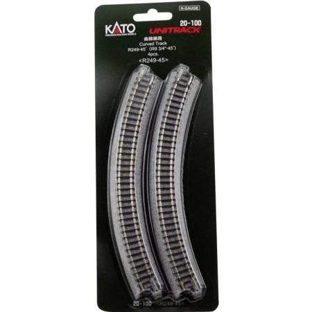 7078100 N Kato Unitrack Gebogen rails 45 ° 249 mm