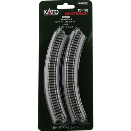 7078112 N Kato Unitrack Gebogen rails 45 ° 216 mm