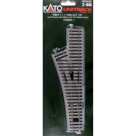 H0 Kato Unitrack 2-840 Wissel, Links 22.5 ° 246 mm