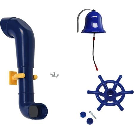 Pakket blauw 3, met een periscoop, een bootstuur en een bel