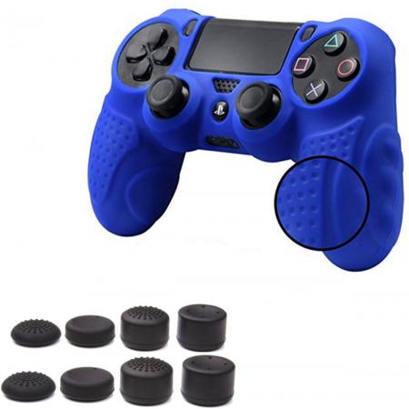 Silicone Bescherm Hoes Case Skin met Thumbnails voor PS4 Controller – Accessoires Set voor Playstation 4 Controller - KELERINO. - Blauw