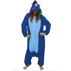 KIMU onesie Eenhoorn Unicorn donkerblauw pak kostuum - maat M-L - jumpsuit huispak