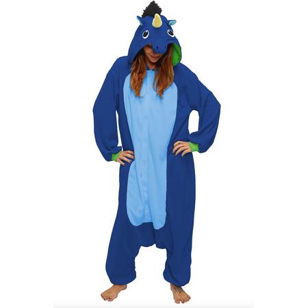 KIMU onesie Eenhoorn Unicorn donkerblauw pak kostuum - maat XS-S - jumpsuit huispak