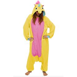 KIMU onesie Eenhoorn Unicorn geel pak kostuum - maat S-M - jumpsuit huispak