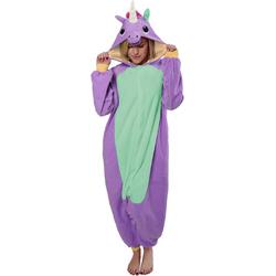 KIMU onesie Eenhoorn Unicorn paars pak kostuum - maat L-XL - jumpsuit huispak