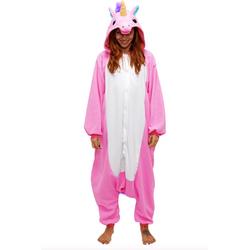 KIMU onesie Eenhoorn Unicorn roze pak kostuum - maat L-XL - jumpsuit huispak