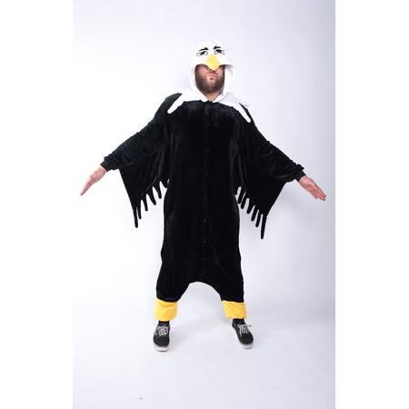 KIMU onesie adelaar pak vogel kostuum arend - maat XS-S - adelaarpak jumpsuit huispak