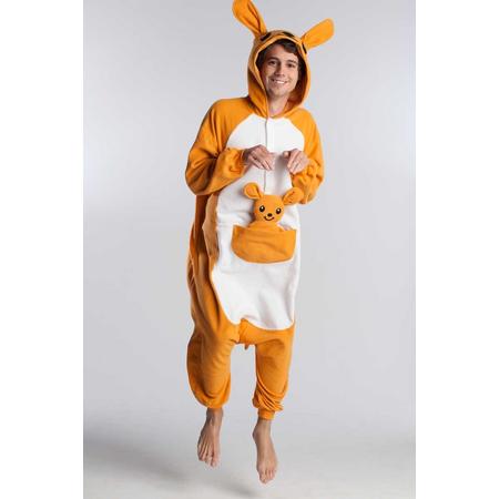 KIMU onesie kangoeroe pak kostuum - maat M-L - kangoeroepak jumpsuit huispak