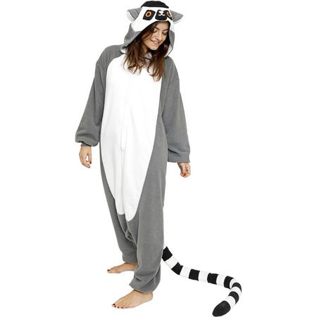 KIMU onesie lemur ringstaartmaki pak kostuum - maat XL-XXL - ringstaartmakipak jumpsuit huispak