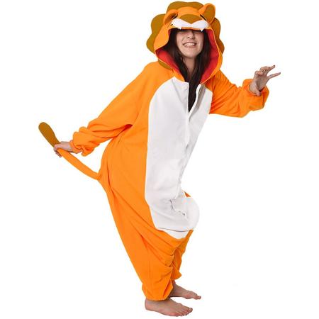 KIMU onesie oranje leeuw pak Holland EK WK kostuum - maat XL-XXL - leeuwenpak jumpsuit huispak