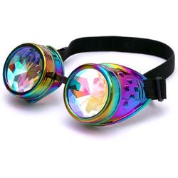 Caleidoscoop bril goggles Steampunk - oliekleurig regenboog - festival