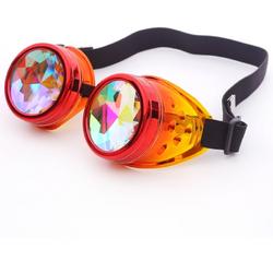 Caleidoscoop bril goggles Steampunk - rood geel - vuur fire festival