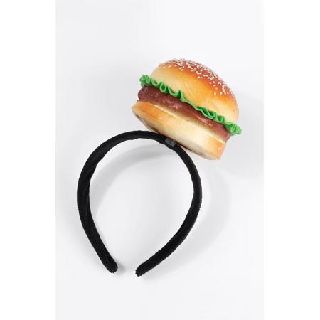 Hamburger haarband diadeem burger broodje cheeseburger - schuim - realistisch