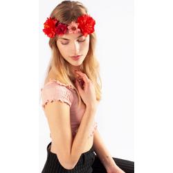 KIMU bloemenkrans haar bloemetjes rood bloemen haarband hawaii diadeem