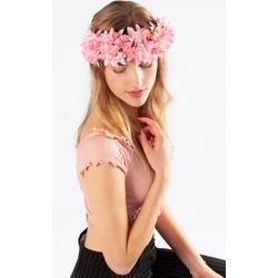KIMU bloemenkrans haar dahlia lichtroze bloemen haarband festival roze