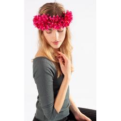 KIMU bloemenkrans haar dahlia roze fuchsia bloemen haarband hawaii elf