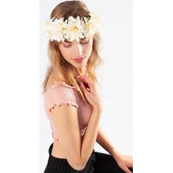 KIMU bloemenkrans haar dahlia wit bloemen haarband bruiloft fotoshoot