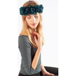 KIMU bloemenkrans haar pioenrozen blauw petrol bloemen haarband elfje