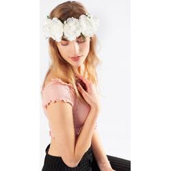 KIMU bloemenkrans haar pioenrozen wit bloemen haarband rozenkrans