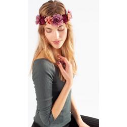 KIMU bloemenkrans haar vintage bordeauxrood oudroze paars bohemian haarband bloemen