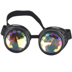 Kaleidoscoop goggles bril zwart - glas diamant kaleidoscope space caleidoscoop optisch magisch toverkijker holografisch - festival carnaval steampunk Burning Man